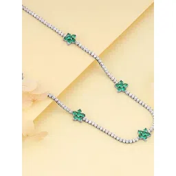 GIVA 92.5 Sterling Silver Green Floral Necklace-picture-16