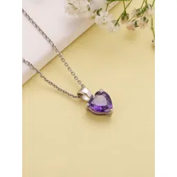 GIVA 92.5 Sterling Silver Heart Pendant with Chain for Women-picture-22