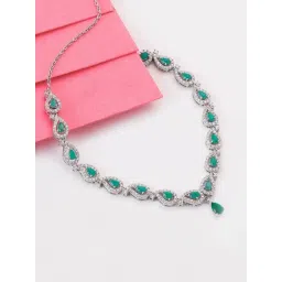 GIVA 92.5 Sterling Silver Mango Leaf Princess Necklace for Women-picture-25