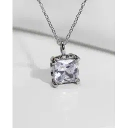 giva 925 Sterling Silver Necklace with Zirconia Square Pendant-picture-45