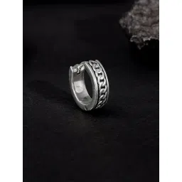 GIVA 925 Sterling Silver Oxidised Linked Chain Hoop Stud for Men-picture-40