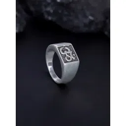 GIVA 925 Sterling Silver Oxidised Om Solitaire Ring-picture-46