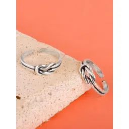 GIVA 92.5 Sterling Silver Oxidized Love Knot Toe-Rings for Women-picture-36