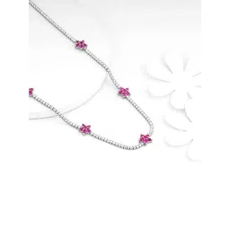 GIVA 92.5 Sterling Silver Pink Floral Necklace-picture-29
