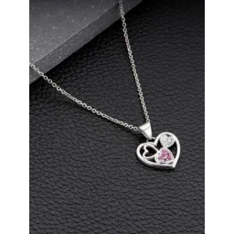GIVA 92.5 Sterling Silver Pink Story Heart Pendant for Women-picture-44