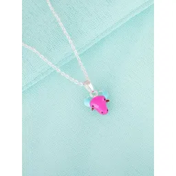 GIVA 92.5 Sterling Silver Purple Moo Pendant with Chain for Kids-picture-17