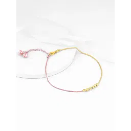 GIVA 92.5 Sterling Silver Rose Gold and Golden Beaded Single Anklet-picture-26