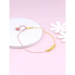 GIVA 92.5 Sterling Silver Rose Gold and Golden Classic Beaded Single Anklet-picture-25