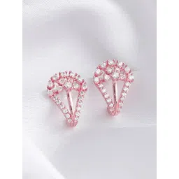 GIVA 92.5 Sterling Silver Rose Gold Celestial Half Moon Hoop Earrings-picture-17