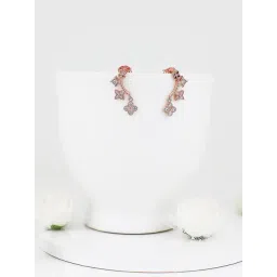 GIVA 92.5 Sterling Silver Rose Gold Clover Earrings for Women-picture-37