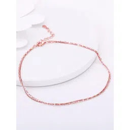 GIVA 92.5 Sterling Silver Rose Gold Delicate Trinket Anklet-picture-20