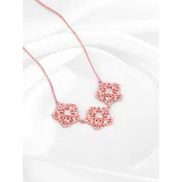 GIVA 92.5 Sterling Silver Rose Gold Filigree Flora Necklace-picture-18