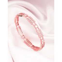 GIVA 92.5 Sterling Silver Rose Gold Glittering Sheen Bangle-picture-36