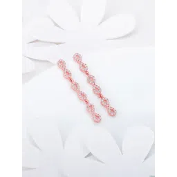 GIVA 92.5 Sterling Silver Rose Gold Grand Opulence Dangler Earrings-picture-21