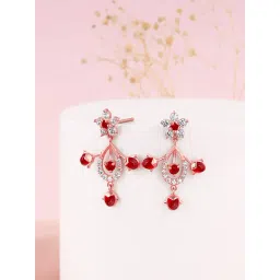 GIVA 92.5 Sterling Silver Rose Gold Grow In Love Dangler Earrings-image-16