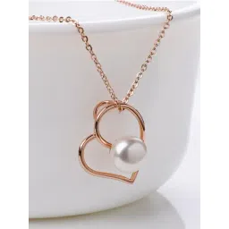 GIVA 92.5 Sterling Silver Rose Gold Heart Pendant with Link Chain-picture-25