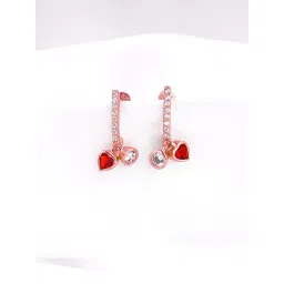 GIVA 92.5 Sterling Silver Rose Gold Hearty Drop Earrings-picture-34