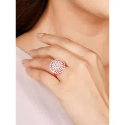 GIVA 92.5 Sterling Silver Rose Gold Lavish Cocktail Ring for Women-picture-48