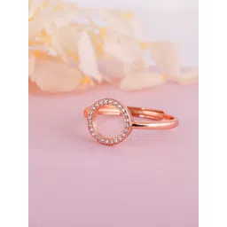 GIVA 92.5 Sterling Silver Rose Gold-Plated White CZ Studded Adjustable Finger Ring-picture-11