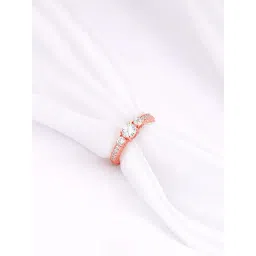 GIVA 92.5 Sterling Silver Rose Gold Splendid Shine Ring-picture-35