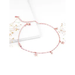 GIVA 925 Sterling Silver Rose Gold Star Laced Anklets For Women-picture-34