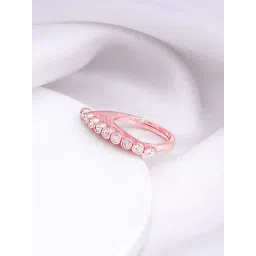 GIVA 92.5 Sterling Silver Rose Gold Statement Glow Adjustable Ring for Womens and Girls-picture-19