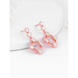 GIVA 92.5 Sterling Silver Rose Gold Supple Drop Earrings-picture-32