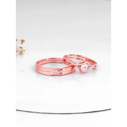 GIVA 92.5 Sterling Silver Rose Gold Two As One sAdjustable Ring for Couples-picture-23