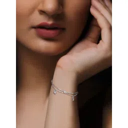 GIVA 92.5 Sterling Silver Zircon Heart Charm Bracelet-picture-31