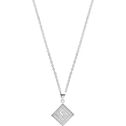 giva 925 Sterling Silver Zircon Maze Pendant with Link Chain and 925 stamped Rhodium Plated Silver Necklace-picture-10