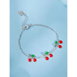 GIVA Girls 925 Sterling Silver Rhodium-Plated Cherry Charm Bracelet-picture-16