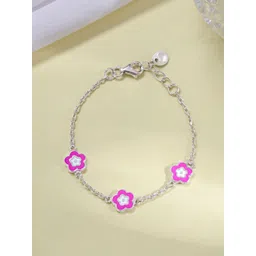 GIVA Girls 925 Sterling Silver Rhodium-Plated CZ-Studded Flower Wraparound Bracelet image 1