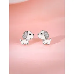 GIVA Girls 92.5 Sterling Silver Rhodium-Plated Zircon Studded Cute Puppy Studs Earrings-picture-11