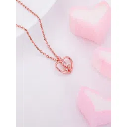GIVA Love is Everywhere 925 Silver Leaf Me More Heart Rose Gold Pendant-picture-27