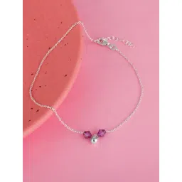 GIVA Love is EveryWhere 92.5 Sterling Silver Purple Beaded Anklet for Women & Girls (Single Anklet)-picture-21