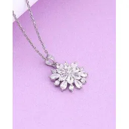 giva Sterling Silver Stone-Studded Floral Pendant with Chain-picture-17