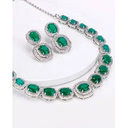 giva Sterling Silver Stone-Studded Necklace & Earrings Set-picture-18