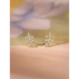 GIVA Women 14Kt Yellow Gold Lab Grown Leaf Earrings Diamond - 1.18g-picture-29