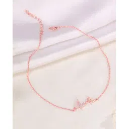 giva Women Sterling Silver Rose Gold-Plated Butterfly Duo Anklets-picture-17