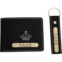 givitas Personalized Faux Leather Wallet and Keychain Combo Set for Men (Black) | Customized Men's Wallet and Keychain with Name and Charm | Unique Gift for Boys-picture-28