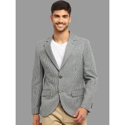 Givo Checked Notched Lapel Collar Single-Breasted Linen Blazer-picture-30