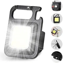 Gizmotrix LED Mini Cob Keychain and Magentic Flashlight Portable USB Rechargeable Light 3 Light Modes with Folding Bracket,for Walking Camping?Square?,Black, 1000 Lumen-image-12