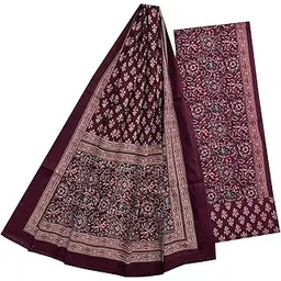 gk fashion Dress Material Unstitched Ajrakh Print Women Salvar Dupatta Cotton Suit Printed 5 (Purple)-picture-29
