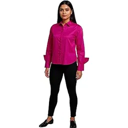 glam & chique Women's Cotton Satin Shirt with Embellished Collar XS-2XL-picture-24