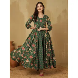 glam roots Floral Print Pure Cotton Stitched Anarkali Gown-picture-18