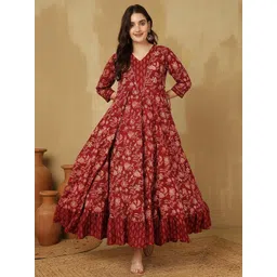 glam roots Floral Print Pure Cotton Stitched Anarkali Gown-picture-22