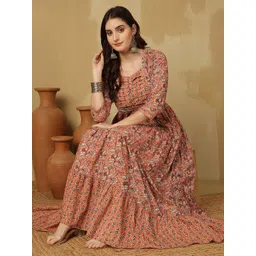 glam roots Floral Print Pure Cotton Stitched Anarkali Gown-picture-13