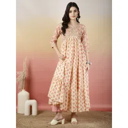 glam roots Floral Print Pure Cotton Stitched Anarkali Gown-picture-14