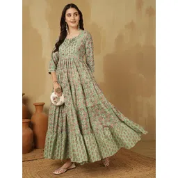 glam roots Floral Print Pure Cotton Stitched Anarkali Gown-picture-27