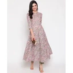 glam roots Printed Flared Kurta with Mandarin Collar-picture-41